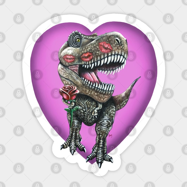 Romeosaurus Sticker by GardenPartyArt